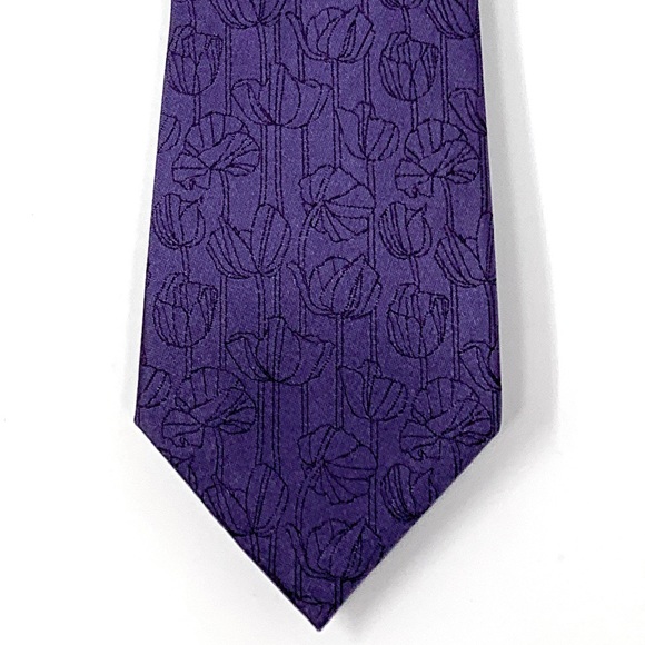 4/$25 New CK Men's Floral Purple Silk Necktie - Picture 2 of 4